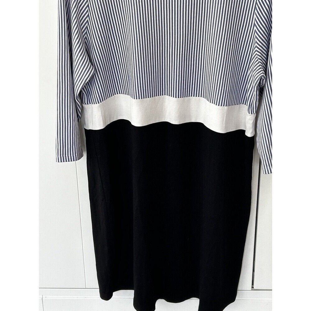 J.Jill Striped Colorblock Dress Size Large Blue White Black Classic Women's - Picture 3 of 9